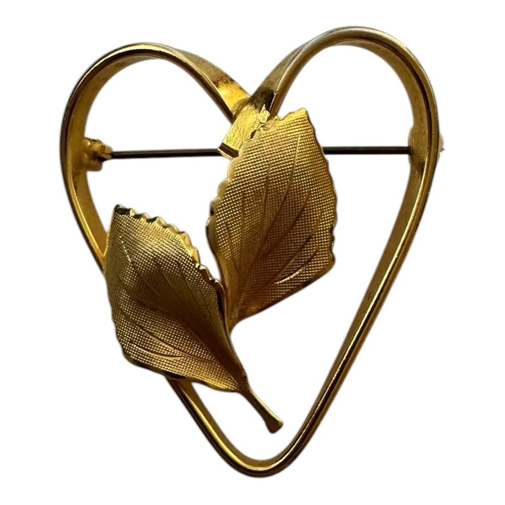 Vintage heart leaf brooch - Picture 2 of 4